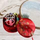 Maxbell Sewing Set for Adults Small Round Sewing Box Tape Measure for Dorm Household