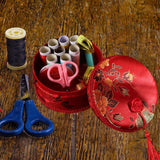 Maxbell Sewing Set for Adults Small Round Sewing Box Tape Measure for Dorm Household