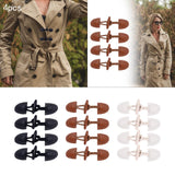 Maxbell 4x Coat Toggle Buttons Portable Coat Fastener for Knitwear Cloak Woolen Coat Black