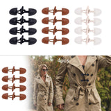 Maxbell 4x Coat Toggle Buttons Portable Coat Fastener for Knitwear Cloak Woolen Coat Black