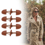 Maxbell 4x Coat Toggle Buttons Portable Coat Fastener for Knitwear Cloak Woolen Coat Brown