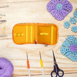 Maxbell Sewing Supplies Bag Empty Sturdy Crochet Hook Case for Thread Pin Travel Hazelnut Dragonfly