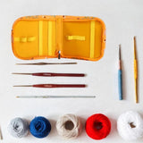 Maxbell Sewing Supplies Bag Empty Sturdy Crochet Hook Case for Thread Pin Travel Hazelnut Dragonfly