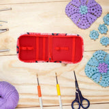 Maxbell Sewing Supplies Bag Empty Sturdy Crochet Hook Case for Thread Pin Travel Rose Garden