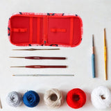 Maxbell Sewing Supplies Bag Empty Sturdy Crochet Hook Case for Thread Pin Travel Rose Garden