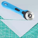 Maxbell Rolling Cutter 45mm Easy Using Hand Tool for Cardstock Wallpaper Arts Crafts blue