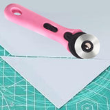 Maxbell Rolling Cutter 45mm Easy Using Hand Tool for Cardstock Wallpaper Arts Crafts pink