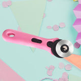 Maxbell Rolling Cutter 45mm Easy Using Hand Tool for Cardstock Wallpaper Arts Crafts pink