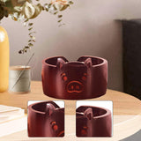 Maxbell Wooden Yarn Bowl Wood Round Crochet Bowl for Knitting Lovers Girlfriend Wife piggy red