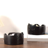 Maxbell Wooden Yarn Bowl Wood Round Crochet Bowl for Knitting Lovers Girlfriend Wife piggy black