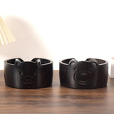 Maxbell Wooden Yarn Bowl Wood Round Crochet Bowl for Knitting Lovers Girlfriend Wife piggy black
