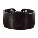 Maxbell Wooden Yarn Bowl Wood Round Crochet Bowl for Knitting Lovers Girlfriend Wife piggy black