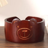 Maxbell Wooden Yarn Bowl Wood Round Crochet Bowl for Knitting Lovers Girlfriend Wife Bear red