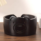 Maxbell Wooden Yarn Bowl Wood Round Crochet Bowl for Knitting Lovers Girlfriend Wife Bear black