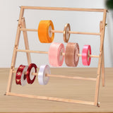 Maxbell Wooden Ribbon Holder 3 Tier Storage Rack for Cake Shop Tabletop Flower Store