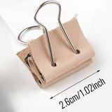 Maxbell 10 Pieces Small PU Leather Binder Clips Edge Clamps for School Desk Supplies L