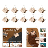Maxbell 10 Pieces Small PU Leather Binder Clips Edge Clamps for School Desk Supplies L