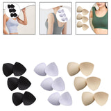 Maxbell 3 Pairs Removable Sports Bra Pads Inserts Sewn Sides for B/C Cups Breathable Black