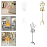 Maxbell Torso Half Body Ornament Iron Female Mannequin for Women Shop Sewing Display White