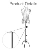 Maxbell Torso Half Body Ornament Iron Female Mannequin for Women Shop Sewing Display Black