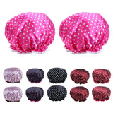 Maxbell Maxbell 2 Pieces Double Layer Waterproof Shower Bathing Caps for Women Rose Red