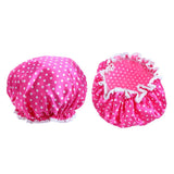 Maxbell Maxbell 2 Pieces Double Layer Waterproof Shower Bathing Caps for Women Rose Red