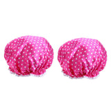 Maxbell Maxbell 2 Pieces Double Layer Waterproof Shower Bathing Caps for Women Rose Red