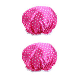 Maxbell Maxbell 2 Pieces Double Layer Waterproof Shower Bathing Caps for Women Rose Red