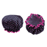 Maxbell Maxbell 2 Pieces Double Layer Waterproof Shower Bathing Caps for Women Black #1