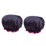 Maxbell Maxbell 2 Pieces Double Layer Waterproof Shower Bathing Caps for Women Black #1