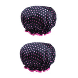 Maxbell Maxbell 2 Pieces Double Layer Waterproof Shower Bathing Caps for Women Black #1