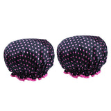 Maxbell Maxbell 2 Pieces Double Layer Waterproof Shower Bathing Caps for Women Black #1