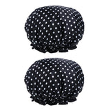 Maxbell Maxbell 2 Pieces Double Layer Waterproof Shower Bathing Caps for Women Black #2