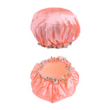 Maxbell 2 Pieces Women Reusable Shower Hats Waterproof Bathing Hair Caps Orange