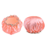 Maxbell 2 Pieces Women Reusable Shower Hats Waterproof Bathing Hair Caps Orange