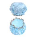 Maxbell 2 Pieces Women Reusable Shower Hats Waterproof Bathing Hair Caps Blue