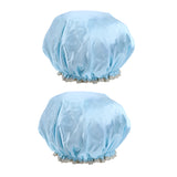 Maxbell Maxbell 2 Pieces Women Reusable Shower Hats Waterproof Bathing Hair Caps Blue