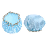 Maxbell 2 Pieces Women Reusable Shower Hats Waterproof Bathing Hair Caps Blue