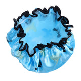 Maxbell 2 Pieces Waterproof Reusable Shower Cap Bath Hat for Women Lady Light Blue
