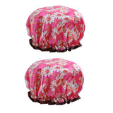 Maxbell Maxbell 2 Pieces Waterproof Reusable Shower Cap Bath Hat for Women Lady Red