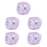 Maxbell 5 Pieces Reusable Waterproof Cap Women Shower Cap Adult  Bathing Hat Purple