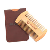 Maxbell Maxbell Double Sided Tooth Pear Wood Beard Comb Mustache Brush with Case Brown Case