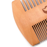 Maxbell Maxbell Double Sided Tooth Pear Wood Beard Comb Mustache Brush with Case Brown Case