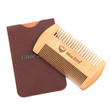 Maxbell Maxbell Double Sided Tooth Pear Wood Beard Comb Mustache Brush with Case Brown Case