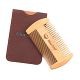 Maxbell Maxbell Double Sided Tooth Pear Wood Beard Comb Mustache Brush with Case Brown Case