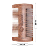 Maxbell Maxbell BlueZoo Sandalwood Double Sided Beard Comb Mustache Care with Case Brown