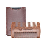 Maxbell Maxbell BlueZoo Sandalwood Double Sided Beard Comb Mustache Care with Case Brown