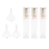 Maxbell Maxbell 3 Pieces 8ml Refillable Lip Gloss Bottle Perfume Container +3 Funnel Gold