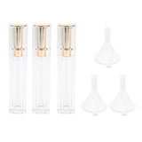 Maxbell Maxbell 3 Pieces 8ml Refillable Lip Gloss Bottle Perfume Container +3 Funnel Gold