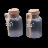 Maxbell Maxbell 2 Pieces ABS Bath Salt Bottles Empty Clear Corked Jar with Wood Spoon  100g